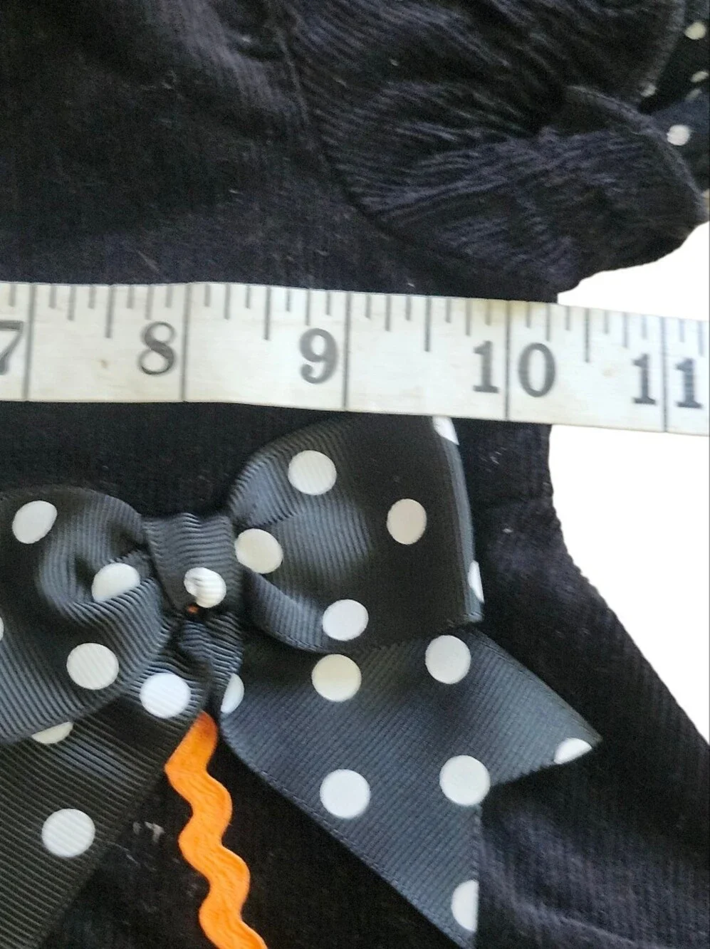 Bonnie Jean Girls Halloween Black Corduroy Ghost Dress Polka Dot Size 4T